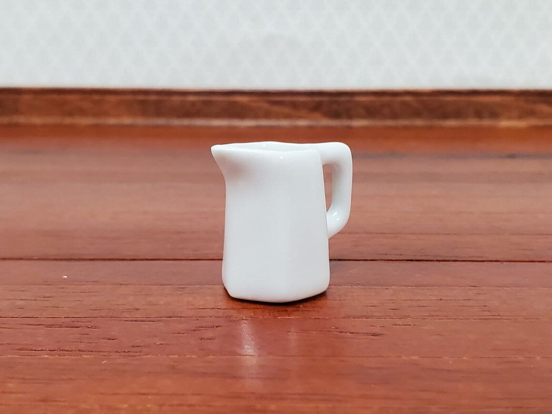 Dollhouse White Pitcher with Handle Ceramic 1:12 Scale Miniature Kitchen Dishes