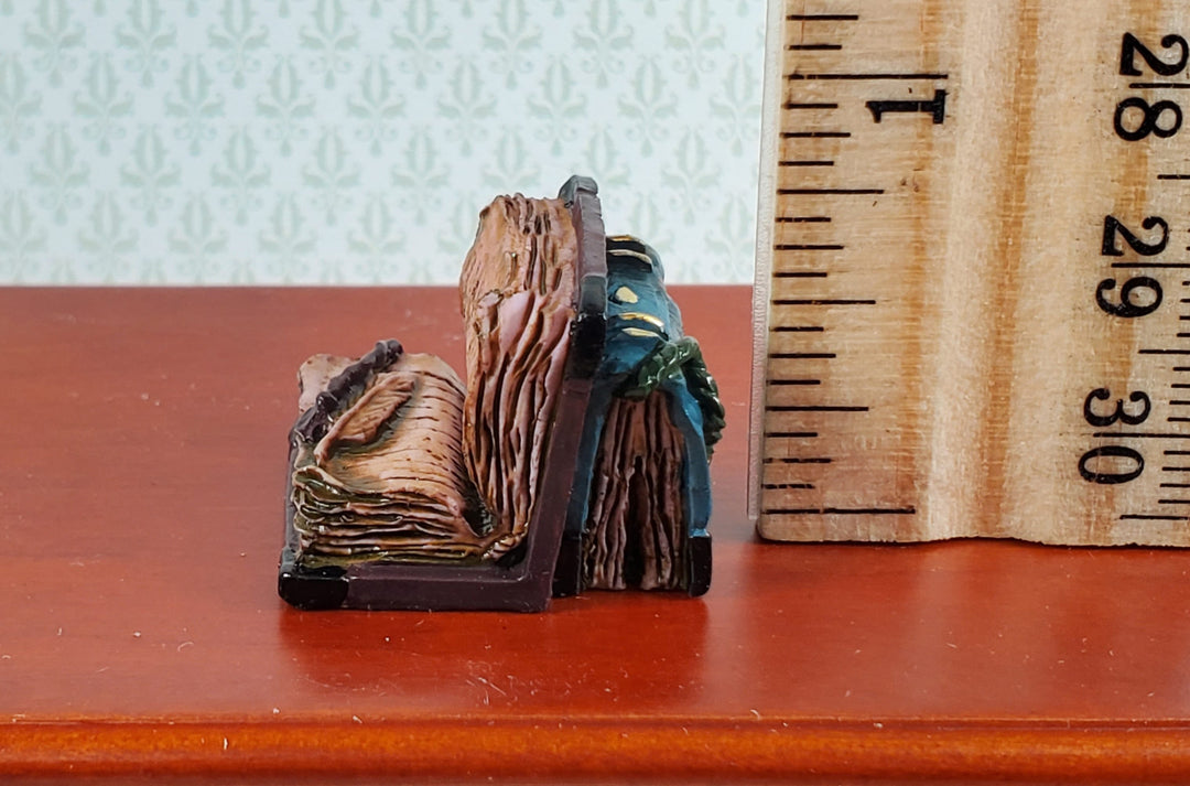 Dollhouse Old Book Display Worn Weathered Resin Feather Pen 1:12 Scale Miniature