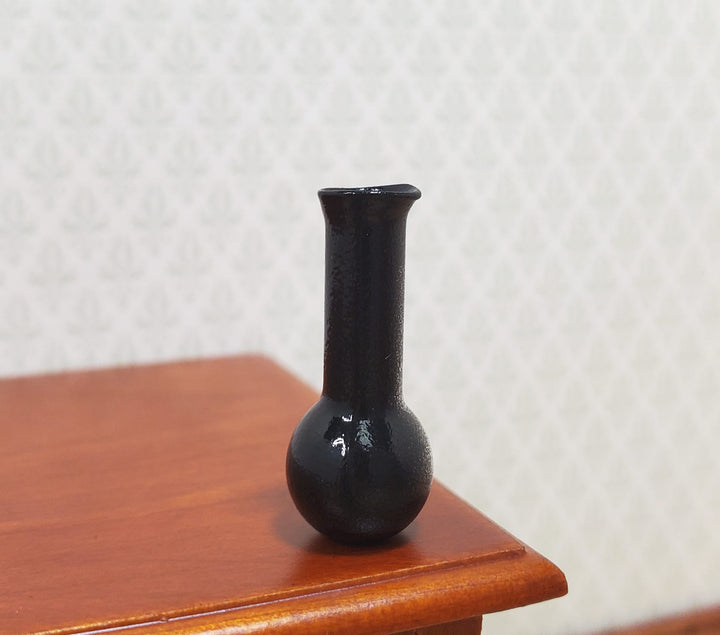 Dollhouse Long Necked Black Flask 1:12 Scale Miniature Decoration Laboratory