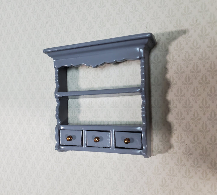 Dollhouse Spice Rack Small Wall Shelf with Drawers GRAY 1:12 Scale Miniature