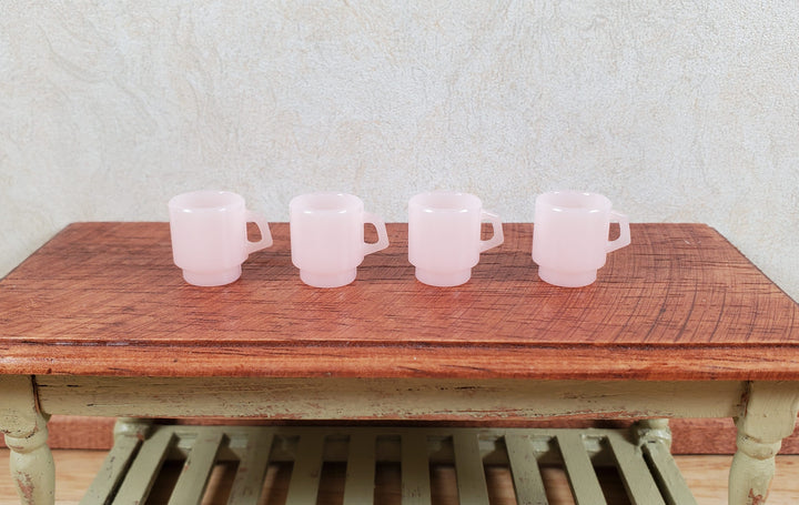 Dollhouse 1:6 Scale Coffee Mugs Set of 4 Pale Pink Plastic Fashion Doll Size