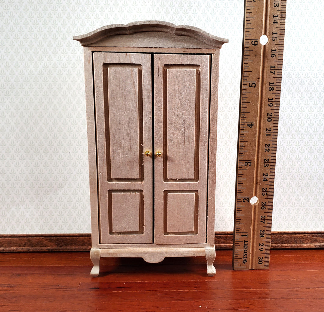Dollhouse Wardrobe Tall Armoire Closet Furniture 1:12 Scale Unpainted