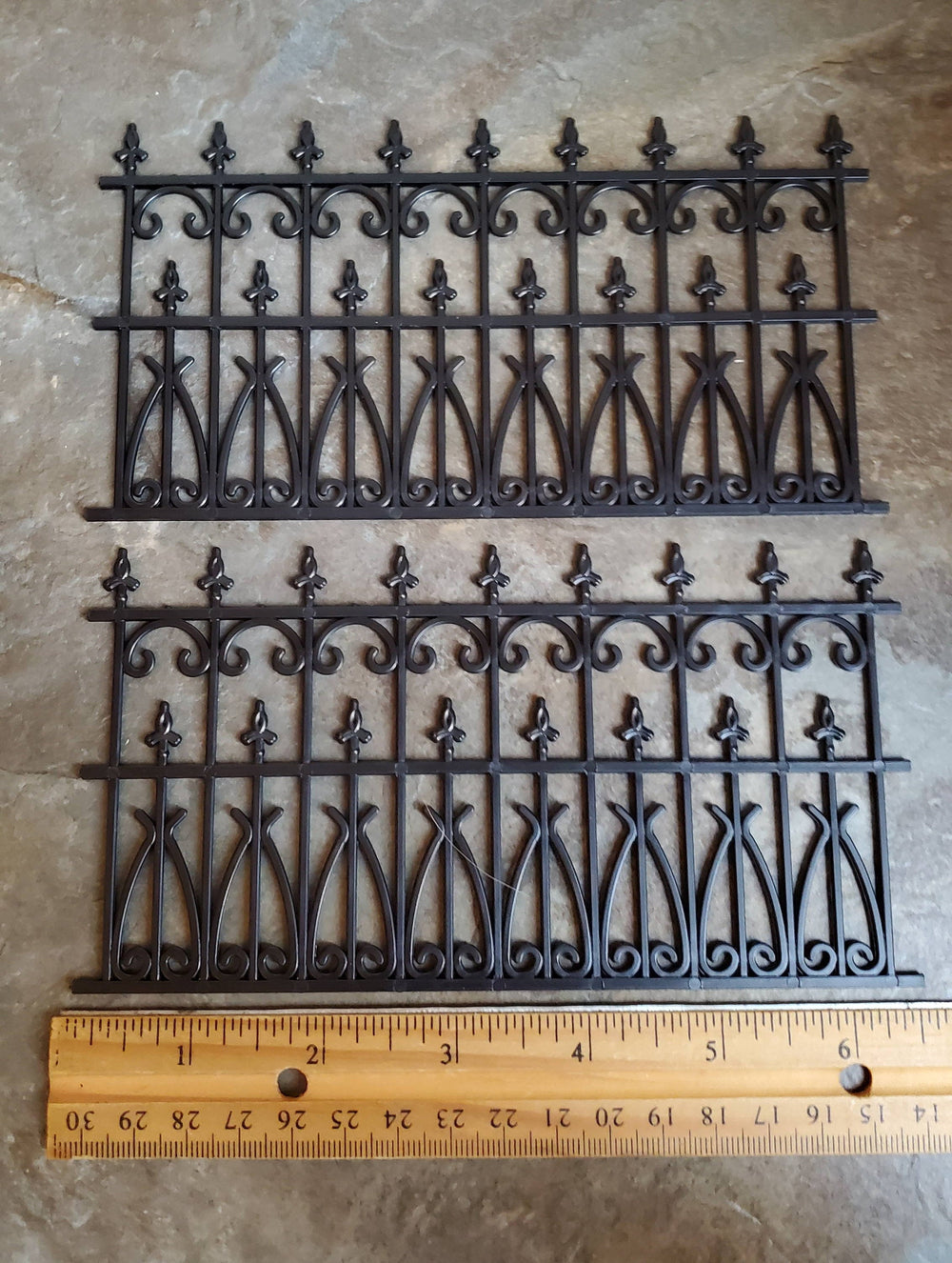 Dollhouse Miniature Fence Railing x2 Black Victorian or Georgian Garden 1:12 Scale