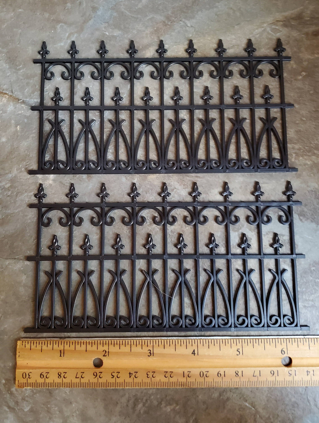 Dollhouse Miniature Fence Railing x2 Black Victorian or Georgian Garden 1:12 Scale