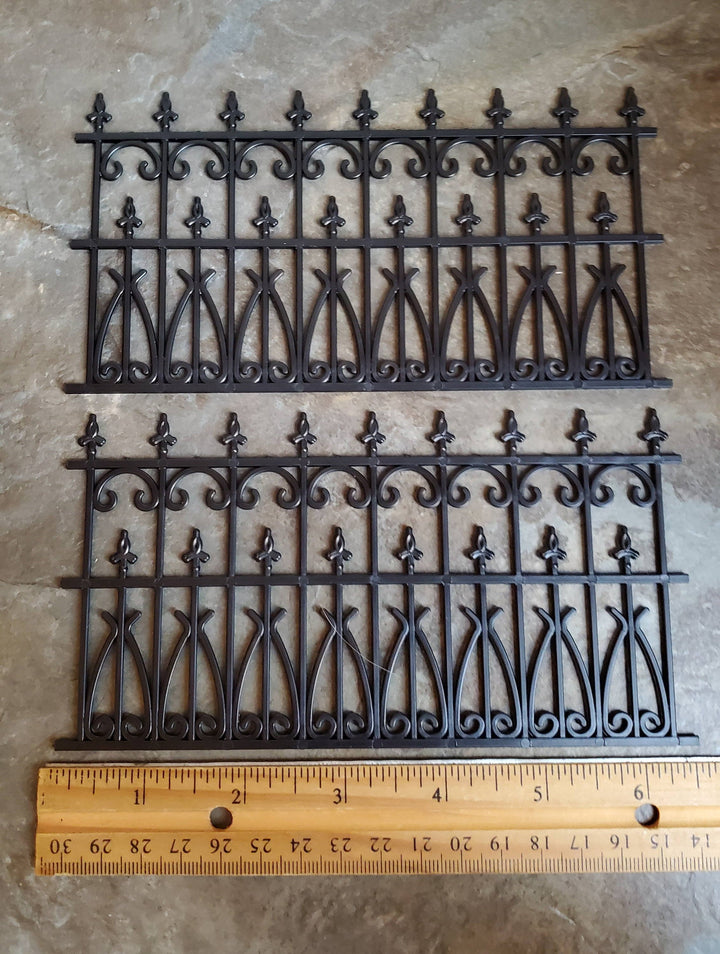 Dollhouse Miniature Fence Railing x2 Black Victorian or Georgian Garden 1:12 Scale