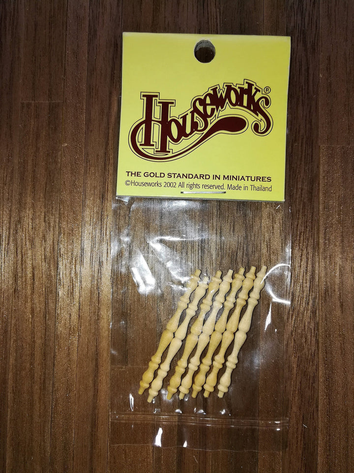Dollhouse Miniature Spindles Small Wood for Building 8 Pieces 1:12 Scale 1 1/2" Long