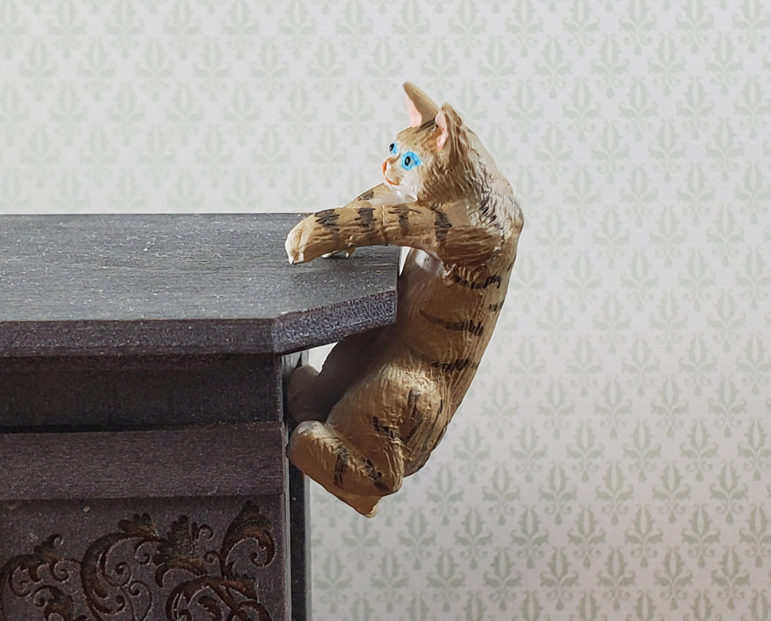 Dollhouse Kitty Cat Striped Tabby Mischievous Climbing 1:12 Scale Miniature Pet