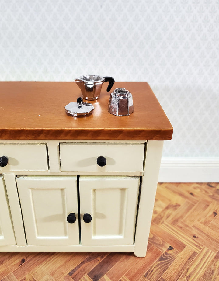 Dollhouse HALF SCALE Moka Coffee Pot Maker Opening Top Metal 1:24 Metal