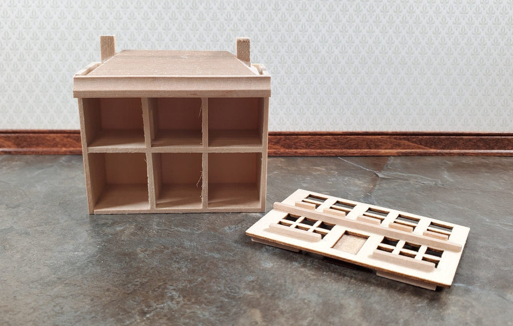 1:144 Scale Dollhouse Front Opening 6 Rooms Unpainted Wood Miniature - Miniature Crush