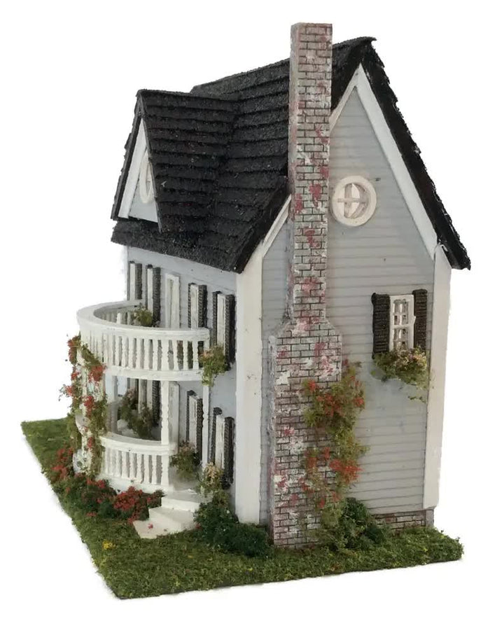 1:144 Scale Dollhouse KIT Tiny Colonial Style Rounded Double Balcony w/ Greenery - Miniature Crush