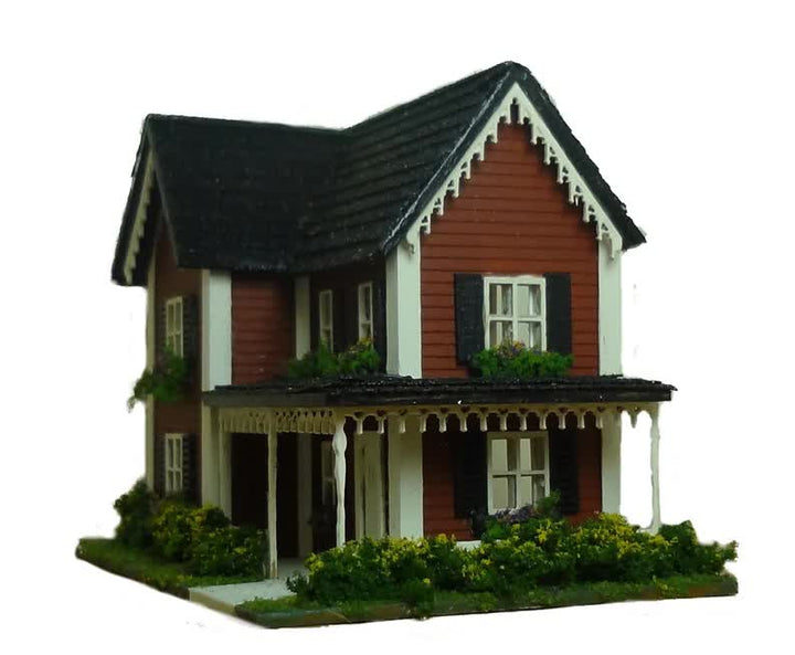 1:144 Scale Dollhouse KIT Tiny Country Farm House 5 Room Home Includes Greenery - Miniature Crush
