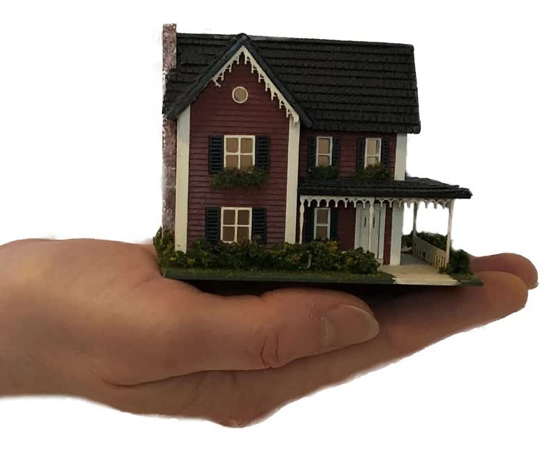 1:144 Scale Dollhouse KIT Tiny Country Farm House 5 Room Home Includes Greenery - Miniature Crush