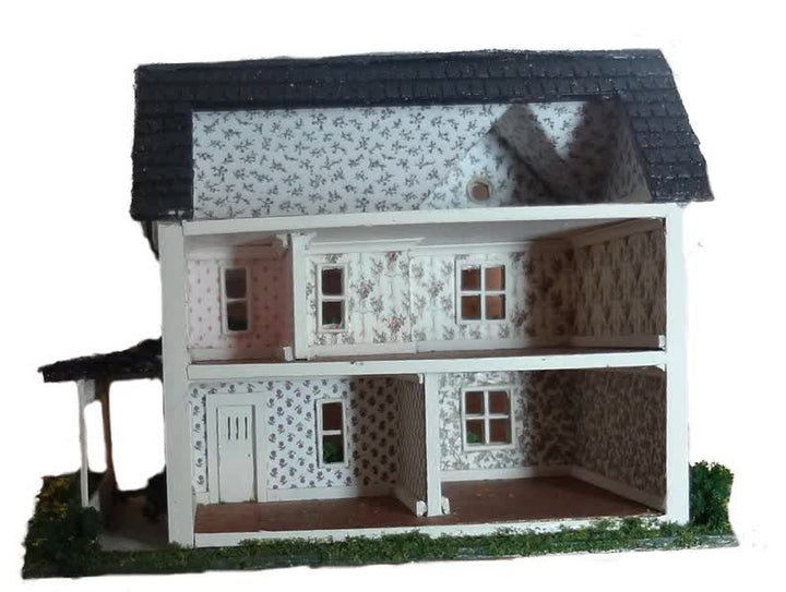 1:144 Scale Dollhouse KIT Tiny Country Farm House 5 Room Home Includes Greenery - Miniature Crush