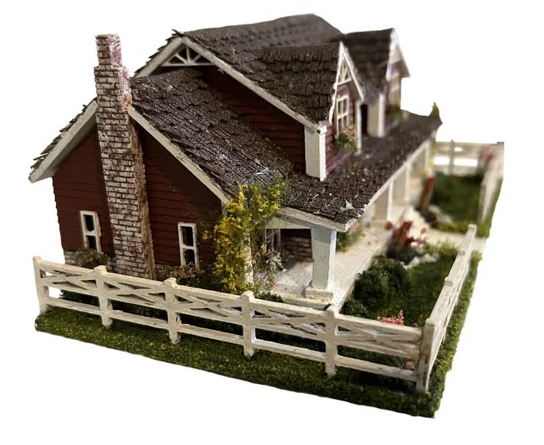 Scale Model Ranch House 1:144 Scale Dollhouse KIT Tiny Ranch House 6 Room Home Includes ...