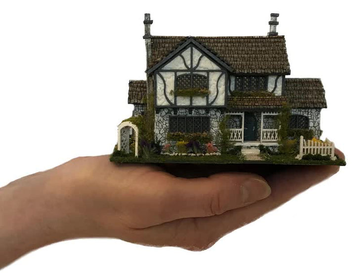 1:144 Scale Dollhouse KIT Tiny Tudor Style 5 Room Home Includes Greenery Foilage - Miniature Crush