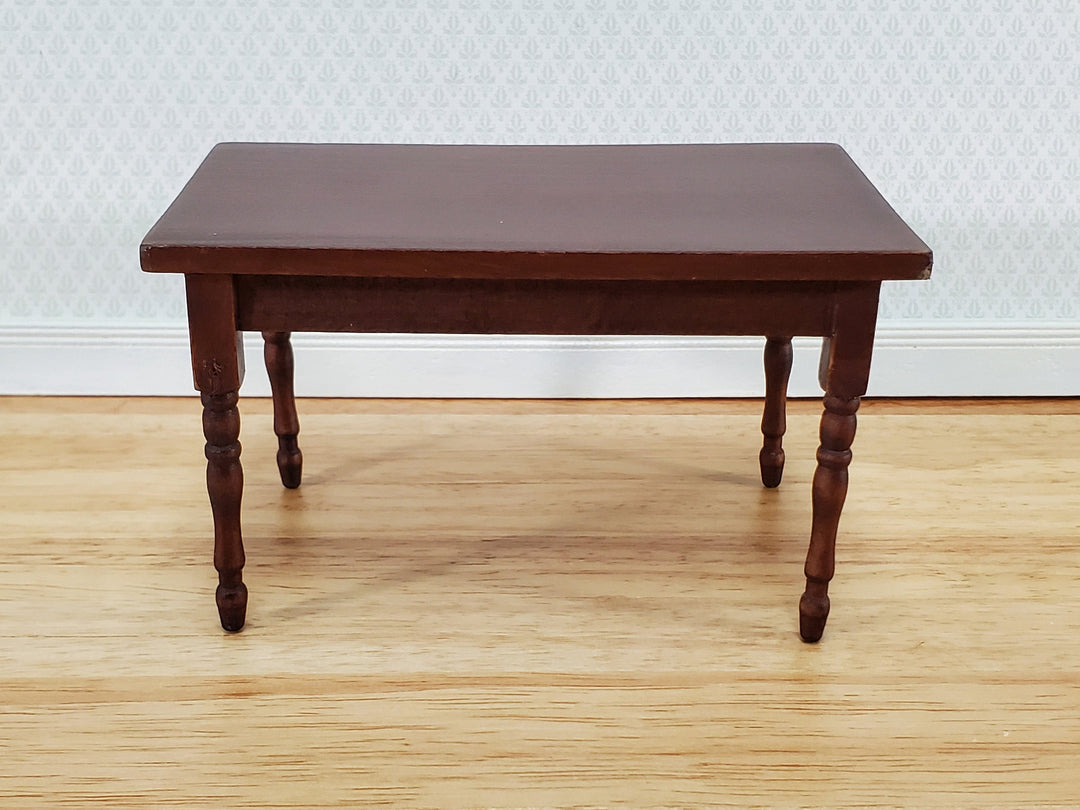 Dollhouse Table Kitchen or Dining Room Walnut Finish 1:12 Scale Miniature Wood Furniture