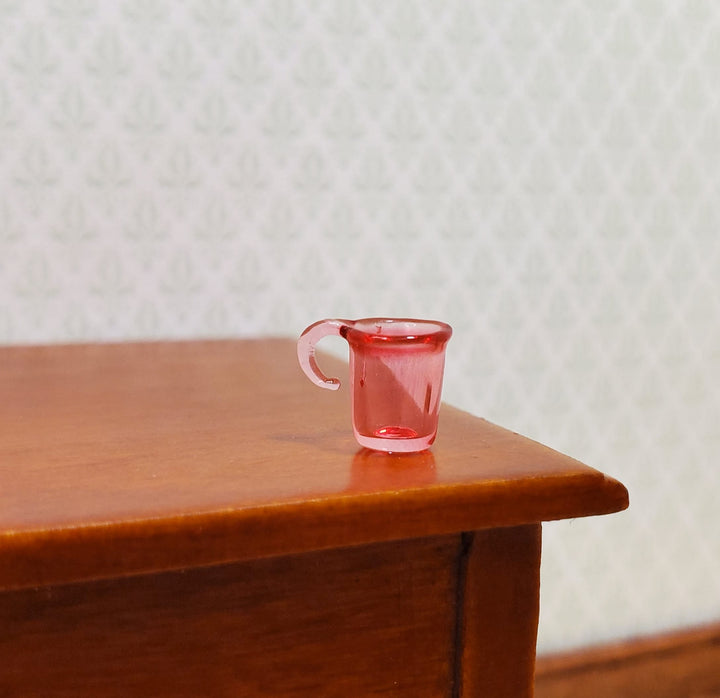 Dollhouse HALF SCALE Dark Pink Glass Cups with Handles Set of 4 1:24 Miniature