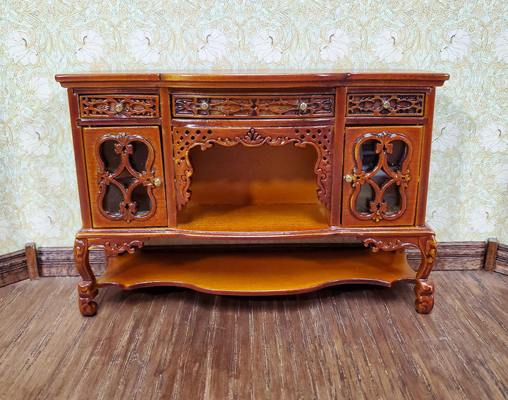 Dollhouse Buffet Sideboard Credenza Walnut Finish 1:12 Scale Miniature Furniture