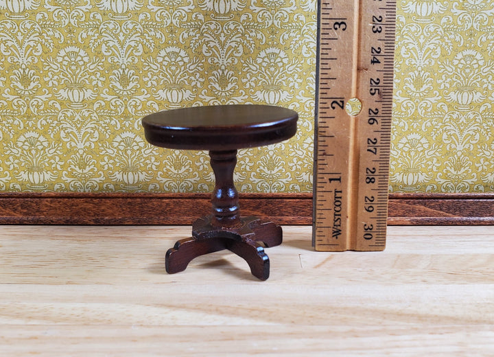 Dollhouse Miniature Table Small Round Side or End Table Walnut Finish 1:12 Scale
