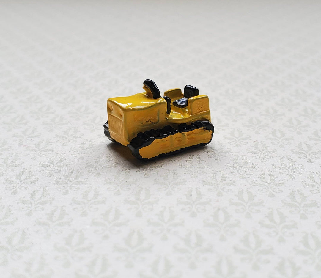 Dollhouse Miniature Bulldozer Tractor Toy Yellow & Black Metal 1:12 Scale