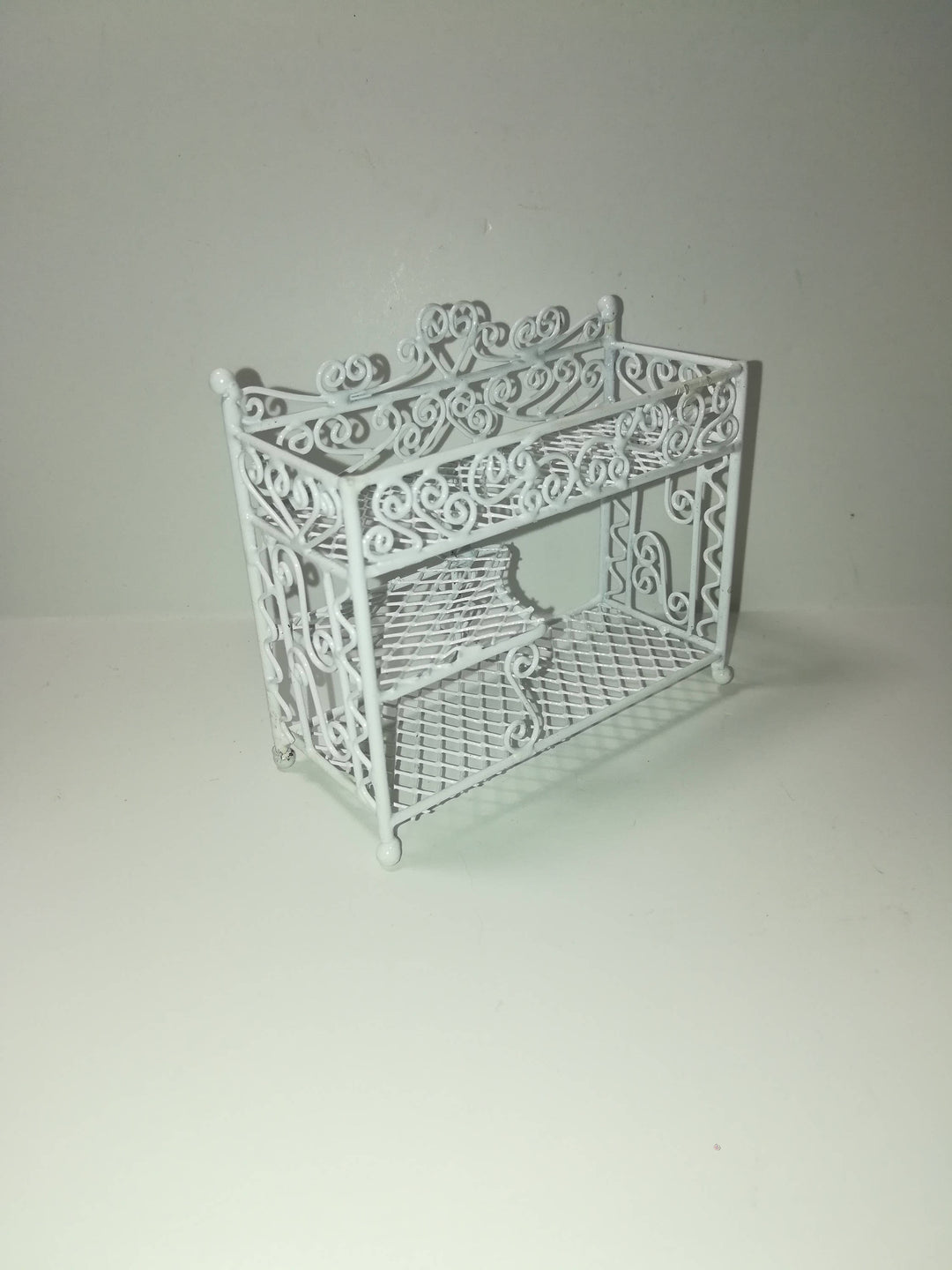 Dollhouse Miniature Wire Plant Stand 3 Shelf White 1:12 Scale or Fairy Garden