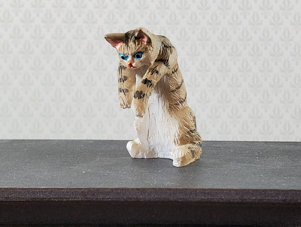 Dollhouse Kitty Cat Striped Tabby Mischievous Climbing 1:12 Scale Miniature Pet