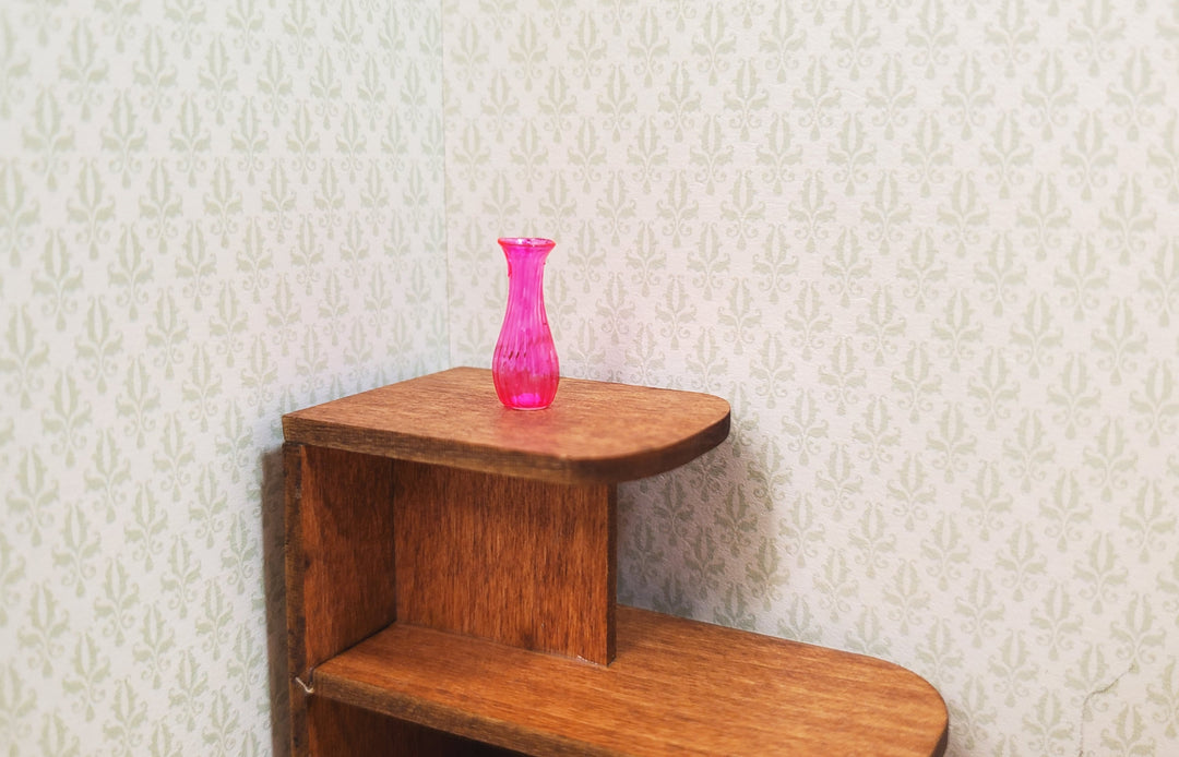 Dollhouse Ridged Bright Pink Glass Bud Vase 1:12 Scale Miniature