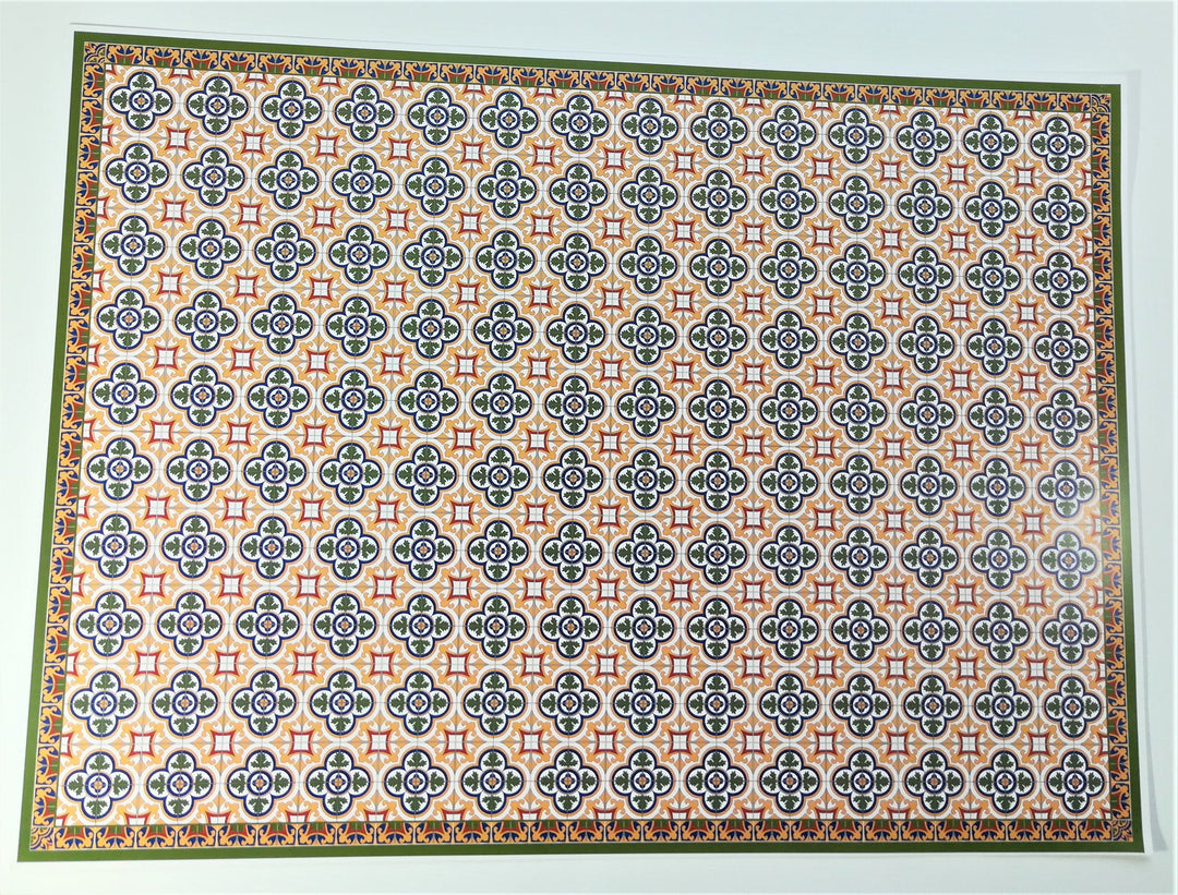 Dollhouse Victorian Tile Large Flooring Sheet Card Stock 1:12 Scale World Model