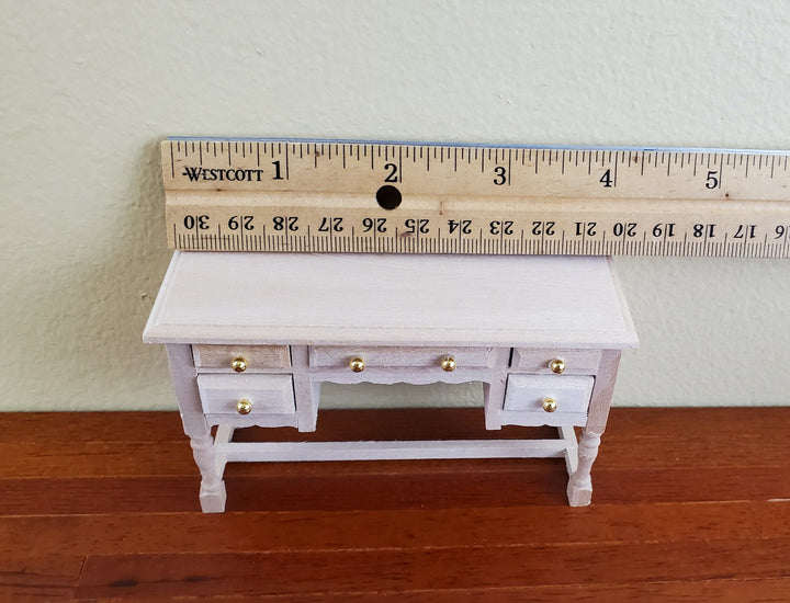 Dollhouse Miniature Vanity or Dressing Table with Drawers 1:12 Scale Furniture Barewood