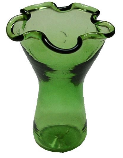 Dollhouse Green Glass Ruffled Vase 1:12 Scale Miniature Decoration Flowers
