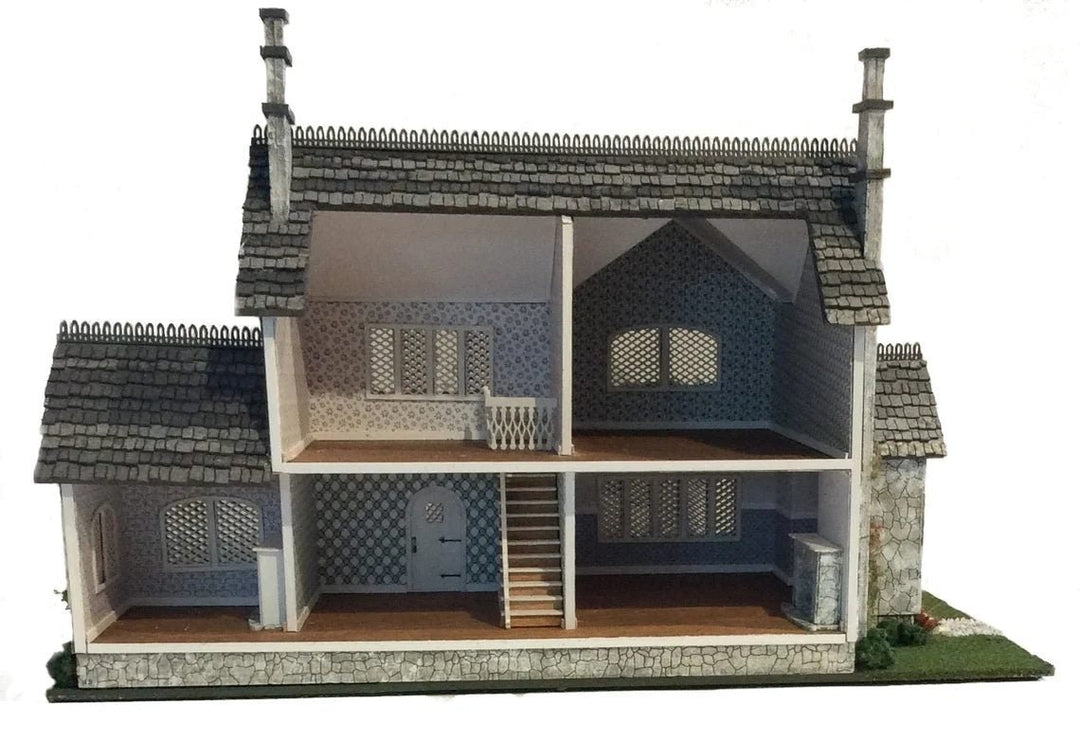 1:48 Quarter Scale Dollhouse KIT Tudor Manor House Style 5 Rooms with Greenery - MiniatureCrush