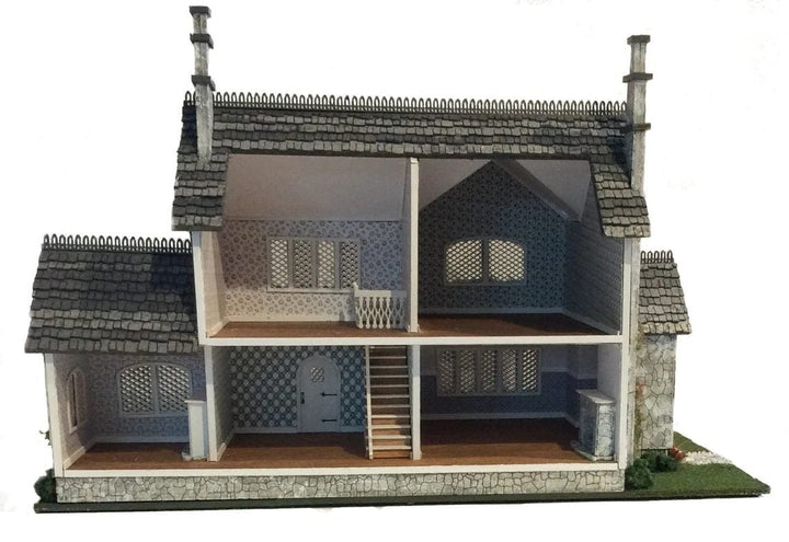 1:48 Quarter Scale Dollhouse KIT Tudor Manor House Style 5 Rooms with Greenery - MiniatureCrush