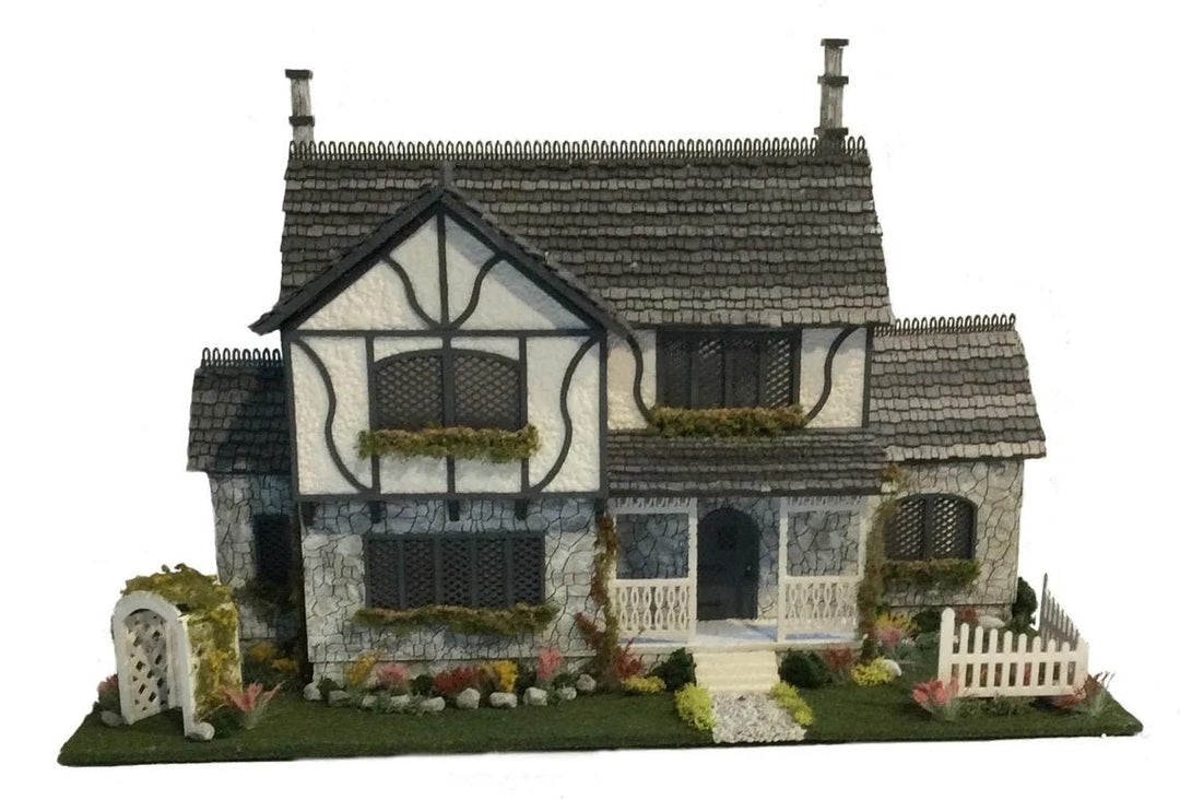 1:48 Quarter Scale Dollhouse KIT Tudor Manor House Style 5 Rooms with Greenery - MiniatureCrush