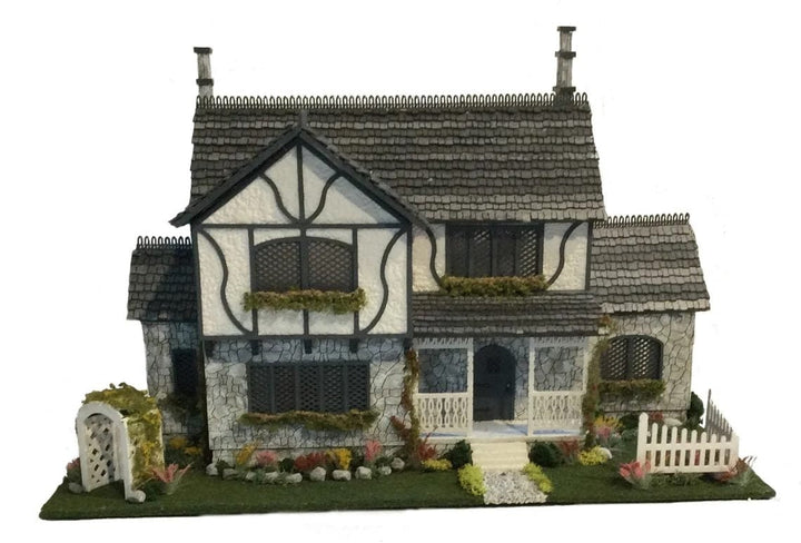 1:48 Quarter Scale Dollhouse KIT Tudor Manor House Style 5 Rooms with Greenery - MiniatureCrush