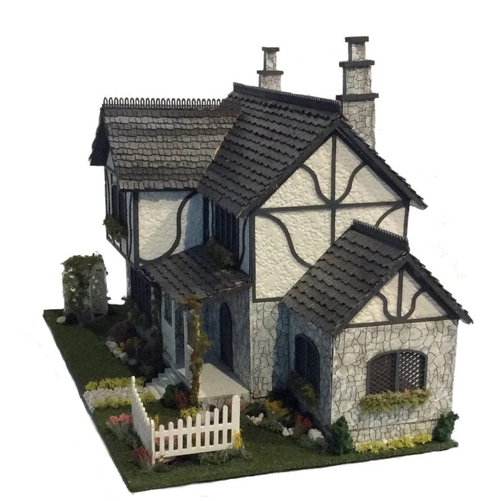 1:48 Quarter Scale Dollhouse KIT Tudor Manor House Style 5 Rooms with Greenery - MiniatureCrush