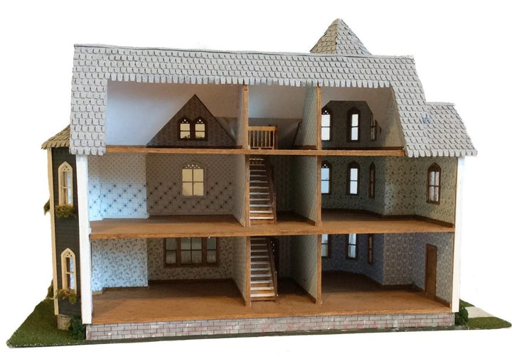 1:48 Quarter Scale Dollhouse KIT Victorian Gothic Mansion 9 Rooms with Greenery - MiniatureCrush