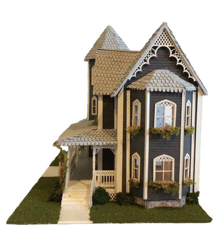 1:48 Quarter Scale Dollhouse KIT Victorian Gothic Mansion 9 Rooms with Greenery - MiniatureCrush