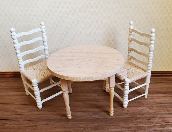 Dollhouse Ladderback Chair White Turned Legs Rush Seat 1:12 Scale Miniature Furniture