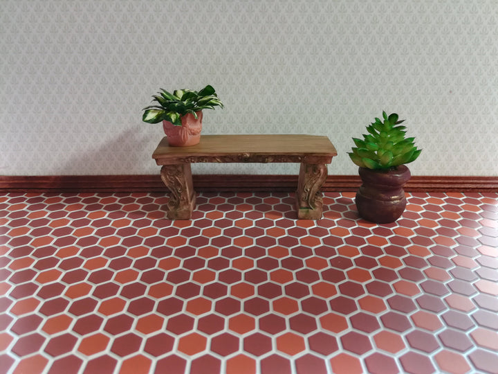 Dollhouse Miniature Terra Cotta Hexagon Faux Tile Flooring Textured 1:12 Scale