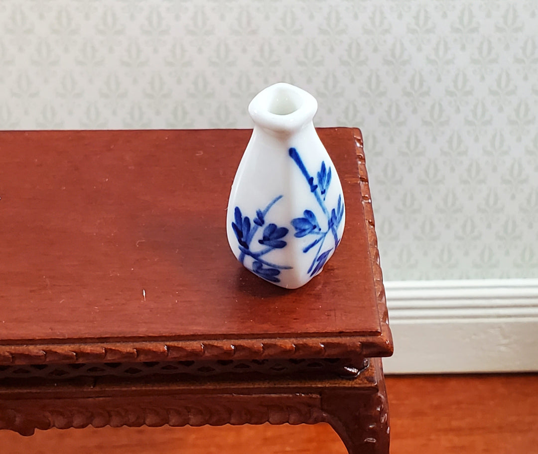 Dollhouse Flower Vase Blue & White Decorative Ceramic 1:12 Scale Miniature