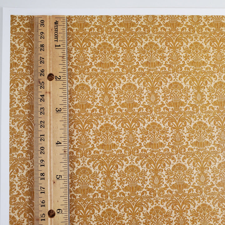 Dollhouse Wallpaper Damask Dark Gold/Beige Reverse 1:12 Scale Itsy Bitsy Miniatures