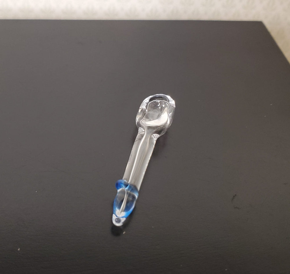 1:6 Scale Clear Glass Spoon with Blue Ring Dollhouse Miniature Fashion Doll Size - MiniatureCrush