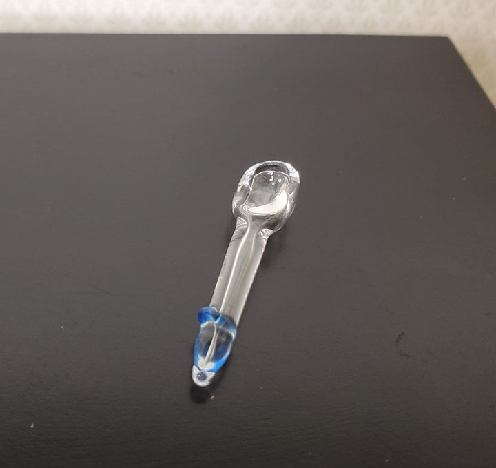 1:6 Scale Clear Glass Spoon with Blue Ring Dollhouse Miniature Fashion Doll Size - MiniatureCrush