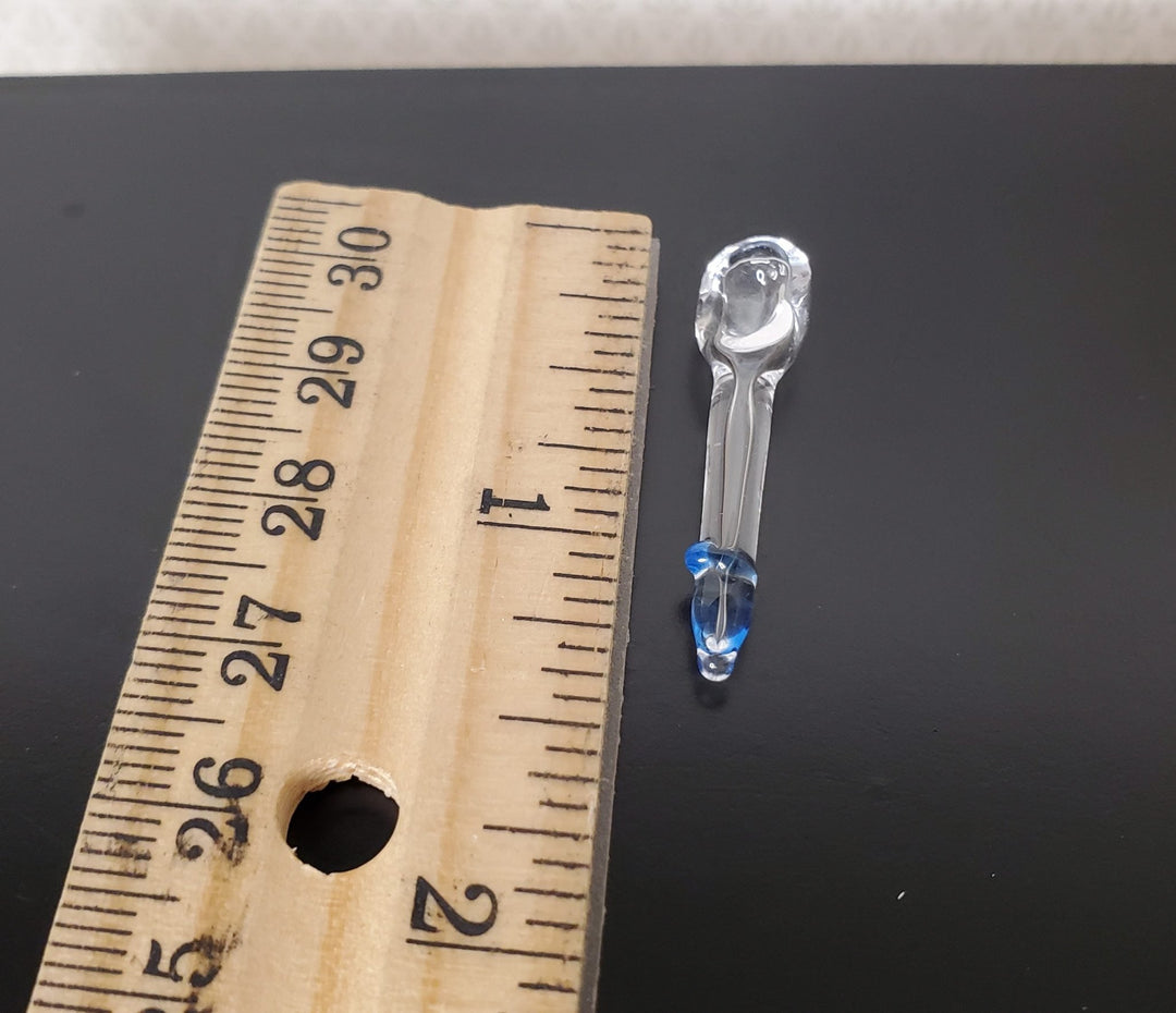 1:6 Scale Clear Glass Spoon with Blue Ring Dollhouse Miniature Fashion Doll Size - MiniatureCrush