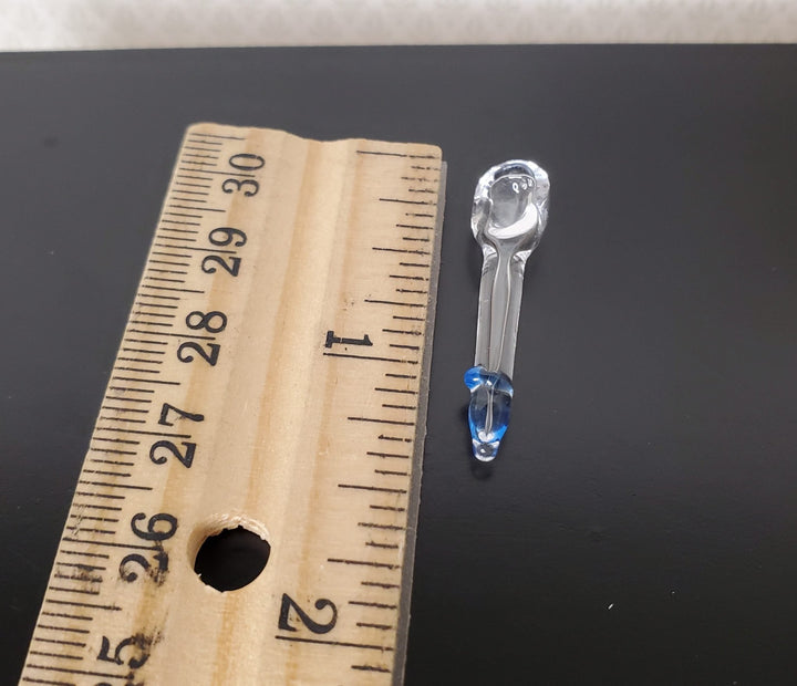 1:6 Scale Clear Glass Spoon with Blue Ring Dollhouse Miniature Fashion Doll Size - MiniatureCrush