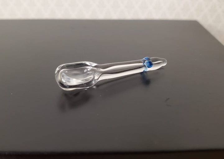 1:6 Scale Clear Glass Spoon with Blue Ring Dollhouse Miniature Fashion Doll Size - MiniatureCrush
