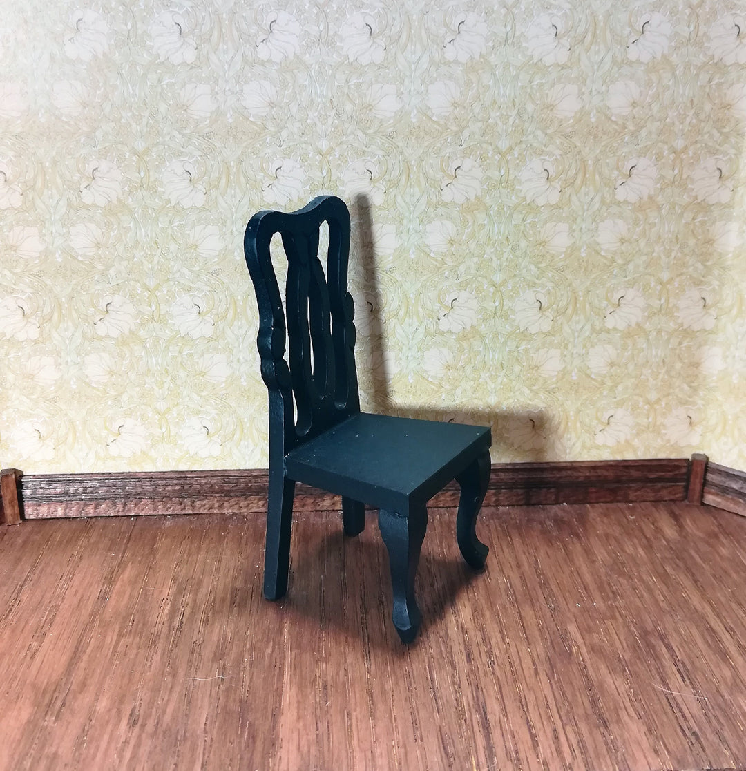 Dollhouse Chair Black Dining or Kitchen Chair 1:12 Scale Miniature Furniture