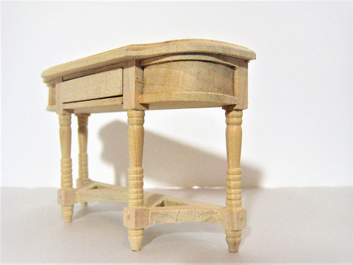 Dollhouse Hall or Side Table w/Drawer Unpainted Wood 1:12 Scale Miniature