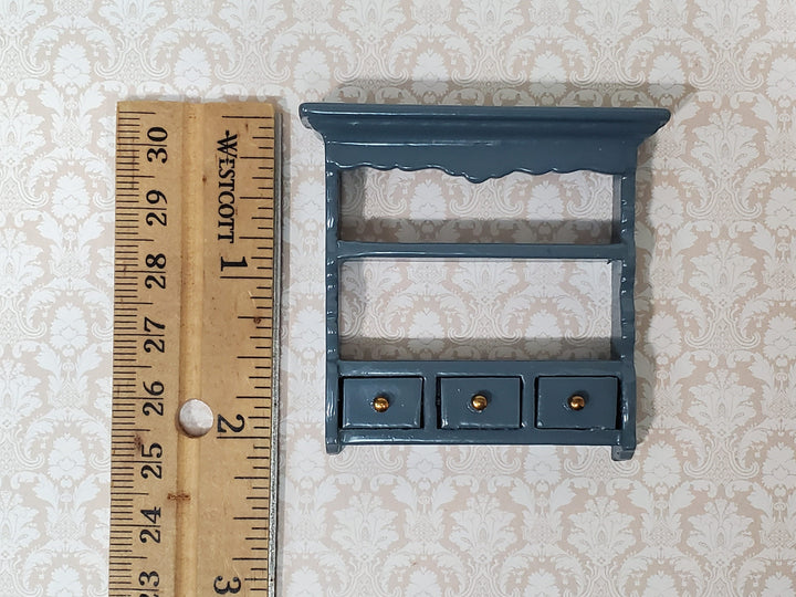 Dollhouse Spice Rack Small Wall Shelf with Drawers BLUE 1:12 Scale Miniature