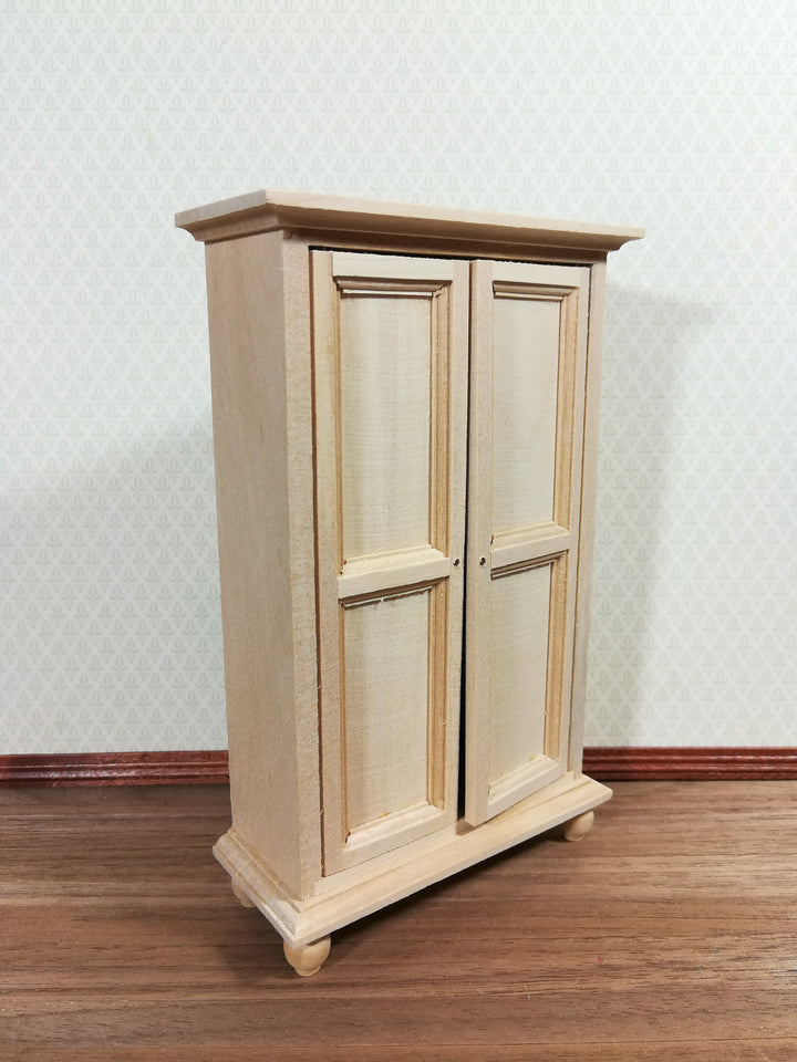 Dollhouse Miniature Wardrobe Armoire Closet Large Furniture 1:12 Scale Unpainted Wood